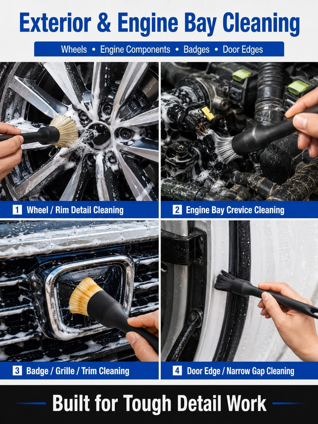 8pcs Car Detailing Cleaning Brush Set, Soft Bristle Interior Dusting Brush, Multi-Gap Detail Cleaning Tool, Suitable For Car Air Vents, Seats, Wheel Nuts And Car Emblems, Universal Car Care Set