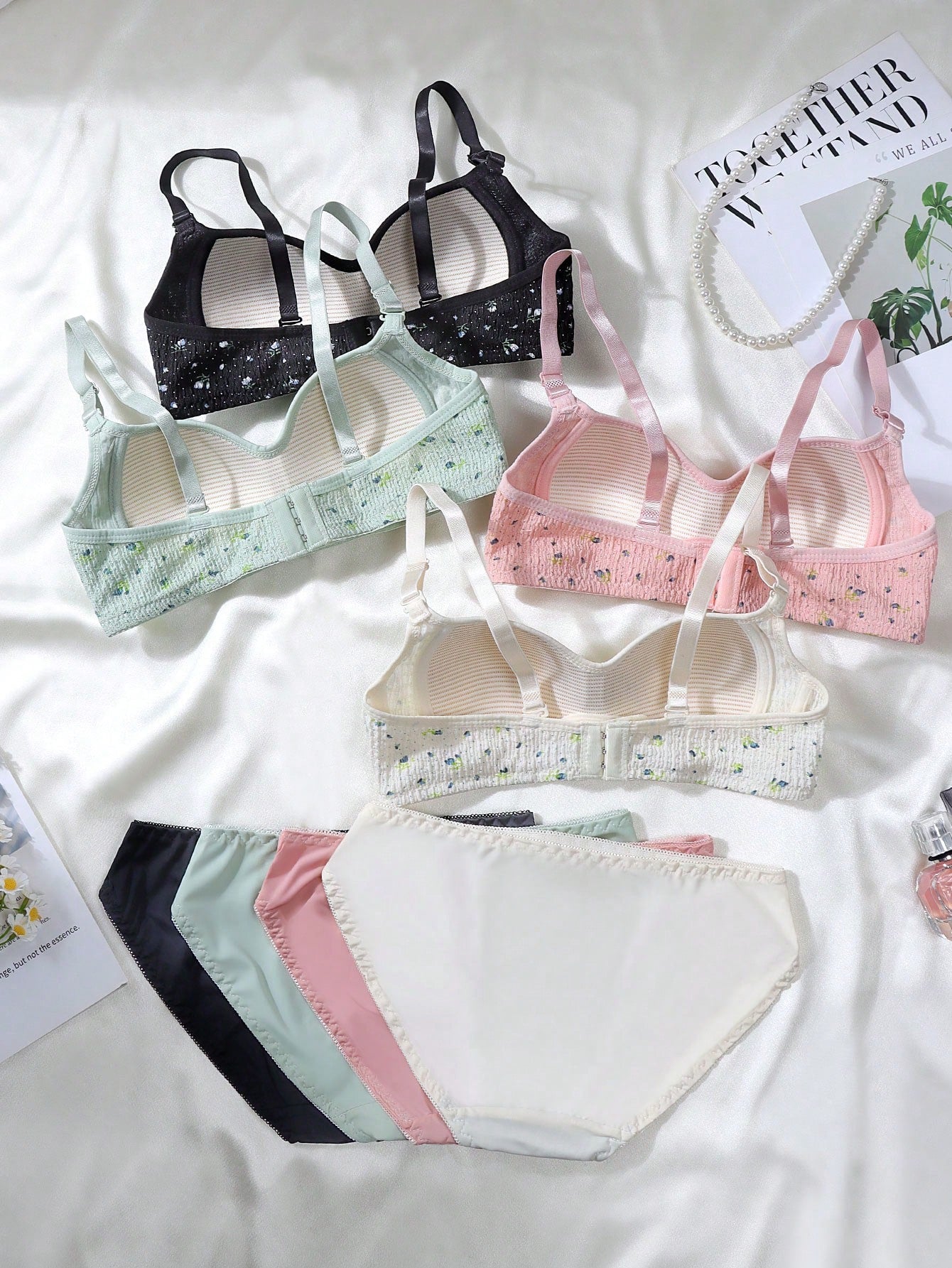8pcs/Set Ditsy Floral Teen Girl Underwear Set, Suitable For 13-15 Years Old Girls