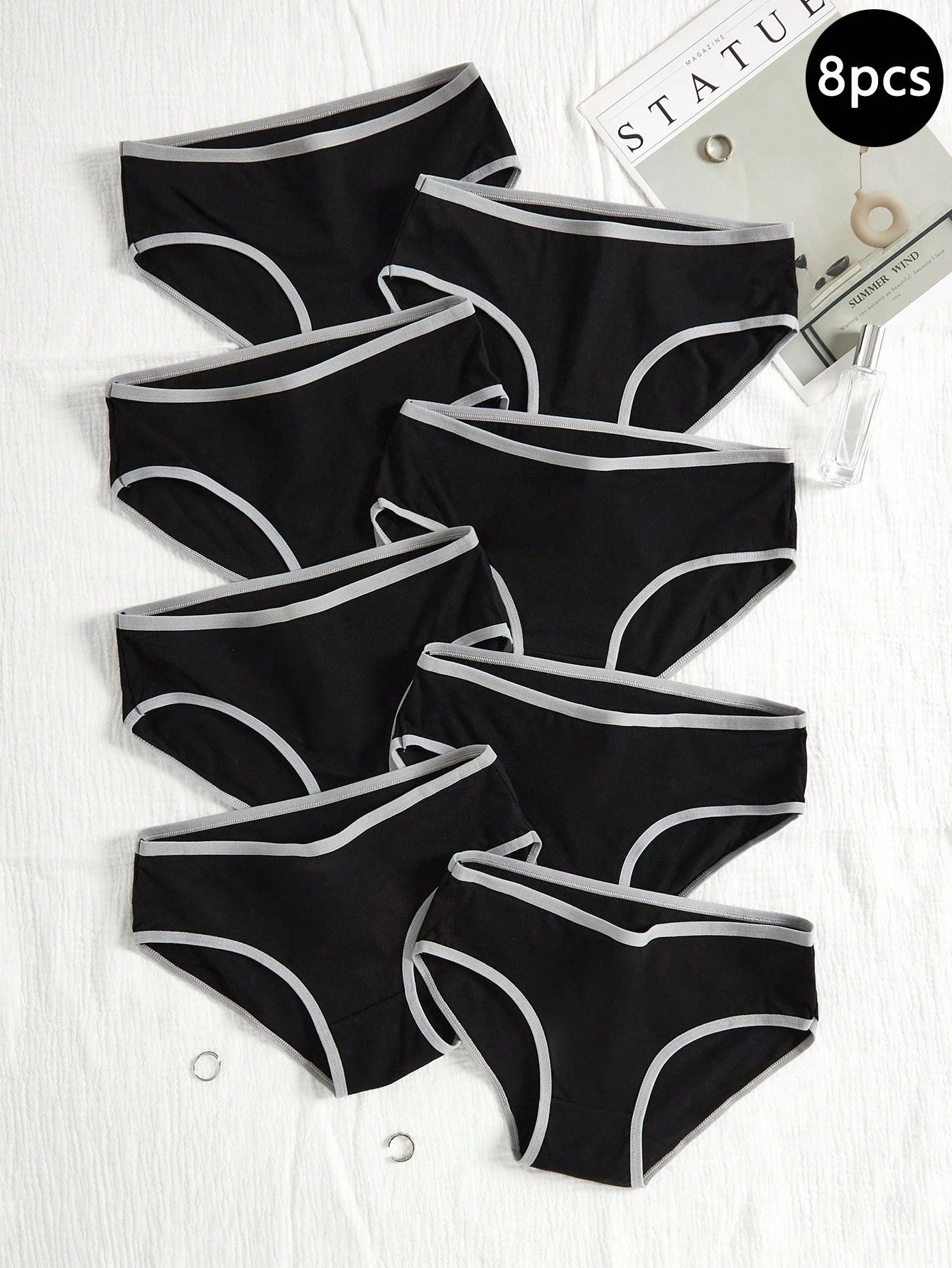 8pcs/Set Teen Girl Minimalist Trim Panties,Backto SchoolFashion Underwear,Backto SchoolFashion Fall Winter