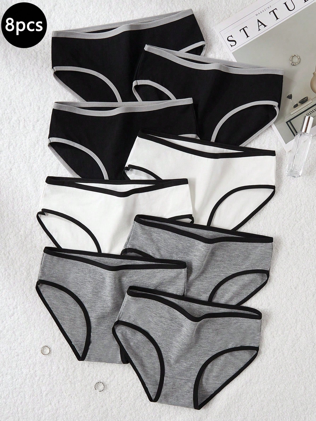 8pcs/Set Teen Girl Minimalist Trim Panties,Backto SchoolFashion Underwear,Backto SchoolFashion Fall Winter