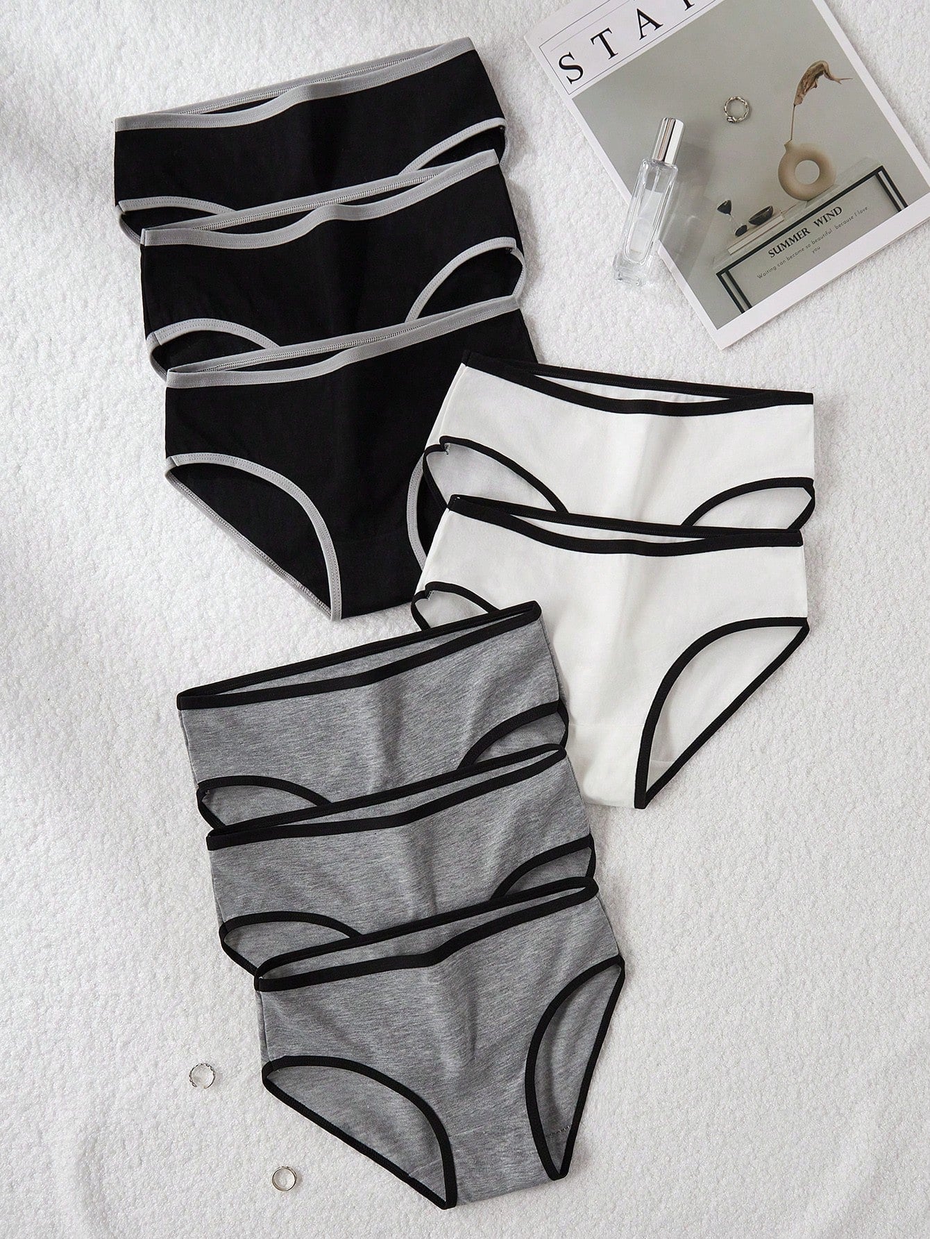 8pcs/Set Teen Girl Minimalist Trim Panties,Backto SchoolFashion Underwear,Backto SchoolFashion Fall Winter