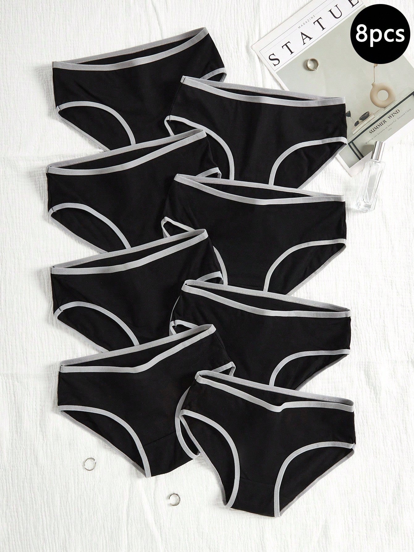 8pcs/Set Teen Girl Minimalist Trim Panties,Backto SchoolFashion Underwear,Backto SchoolFashion Fall Winter