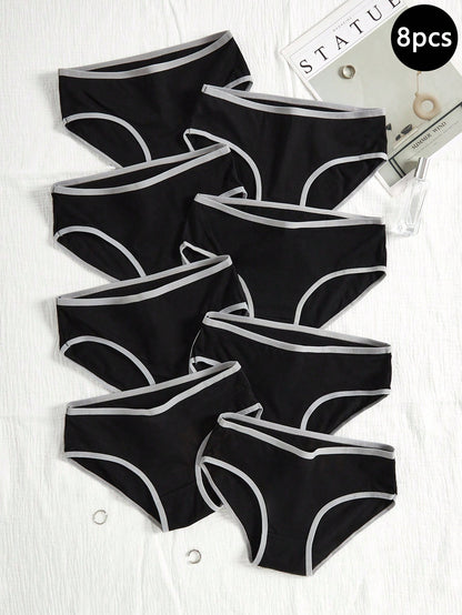 8pcs/Set Teen Girl Minimalist Trim Panties,Backto SchoolFashion Underwear,Backto SchoolFashion Fall Winter
