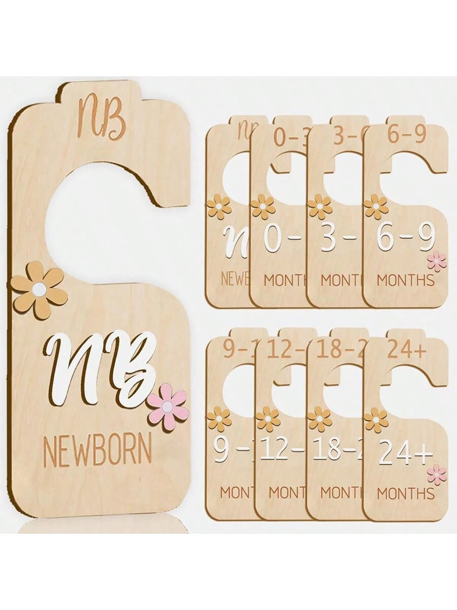 8pcs Wooden Closet Dividers With Colorful Patterns, Suitable For Baby/Kid Room Clothing Love Valentine