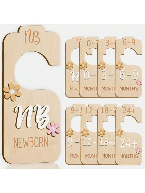 8pcs Wooden Closet Dividers With Colorful Patterns, Suitable For Baby/Kid Room Clothing Love Valentine