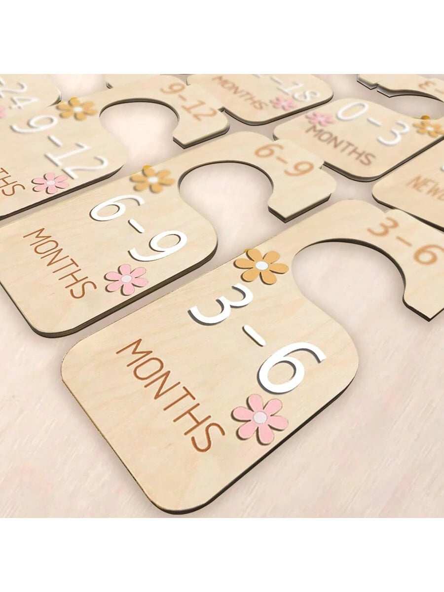 8pcs Wooden Closet Dividers With Colorful Patterns, Suitable For Baby/Kid Room Clothing Love Valentine