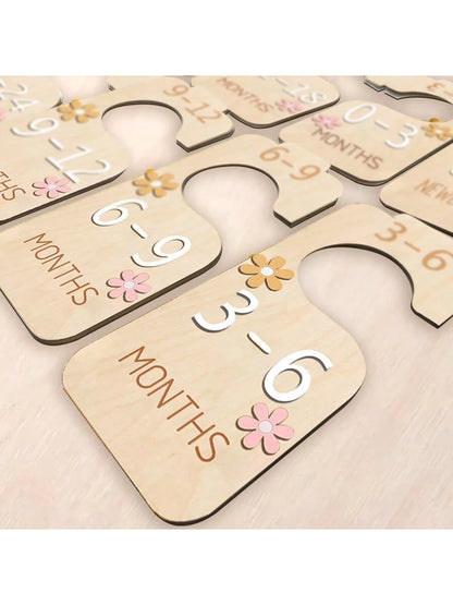 8pcs Wooden Closet Dividers With Colorful Patterns, Suitable For Baby/Kid Room Clothing Love Valentine
