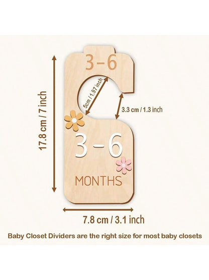 8pcs Wooden Closet Dividers With Colorful Patterns, Suitable For Baby/Kid Room Clothing Love Valentine