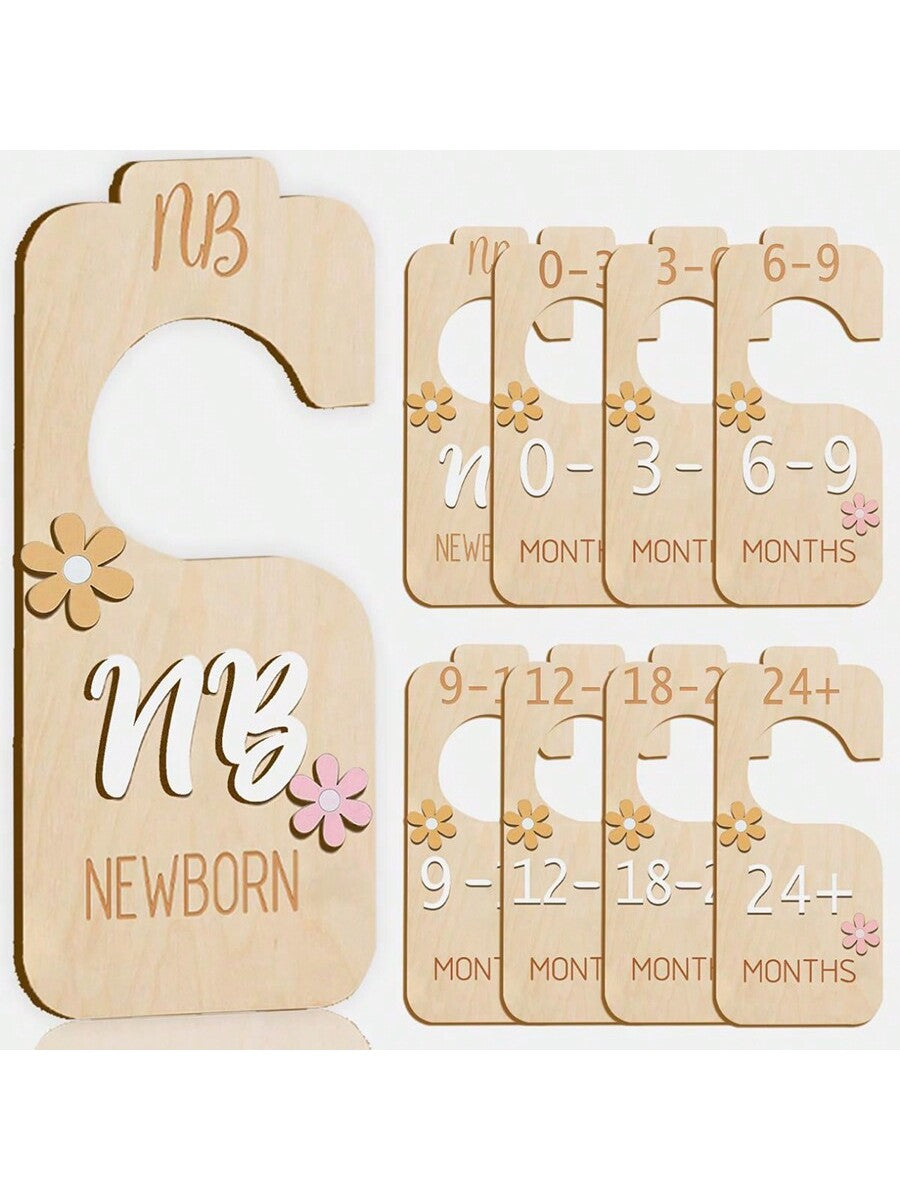 8pcs Wooden Closet Dividers With Colorful Patterns, Suitable For Baby/Kid Room Clothing Love Valentine