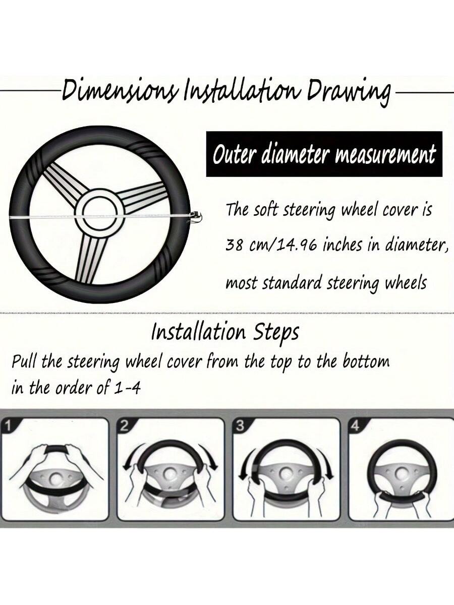 9 Pieces/Set Of New Plush Car Interior Kit: 1 Steering Wheel, 2 Plush Shoulder Protectors, 1 Armrest Box Stopper, 1 Pair Of Handbrakes, 1 Rearview Mirror Cover, 1 Rhinestone Starter Ring, 1 Leather Ba