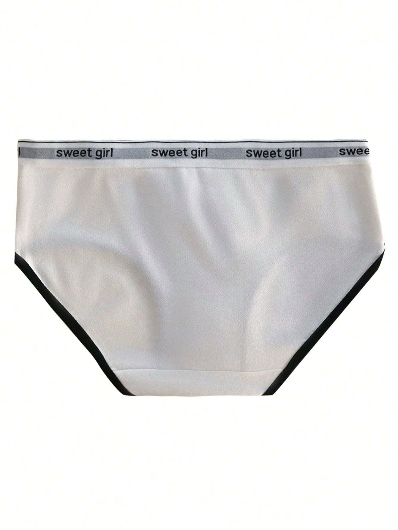 9pcs/Pack Sweet Girl Solid Color Minimalist Style Panties, Letter Waistband Comfortable Everyday Wear Triangle Briefs For Teen Girl