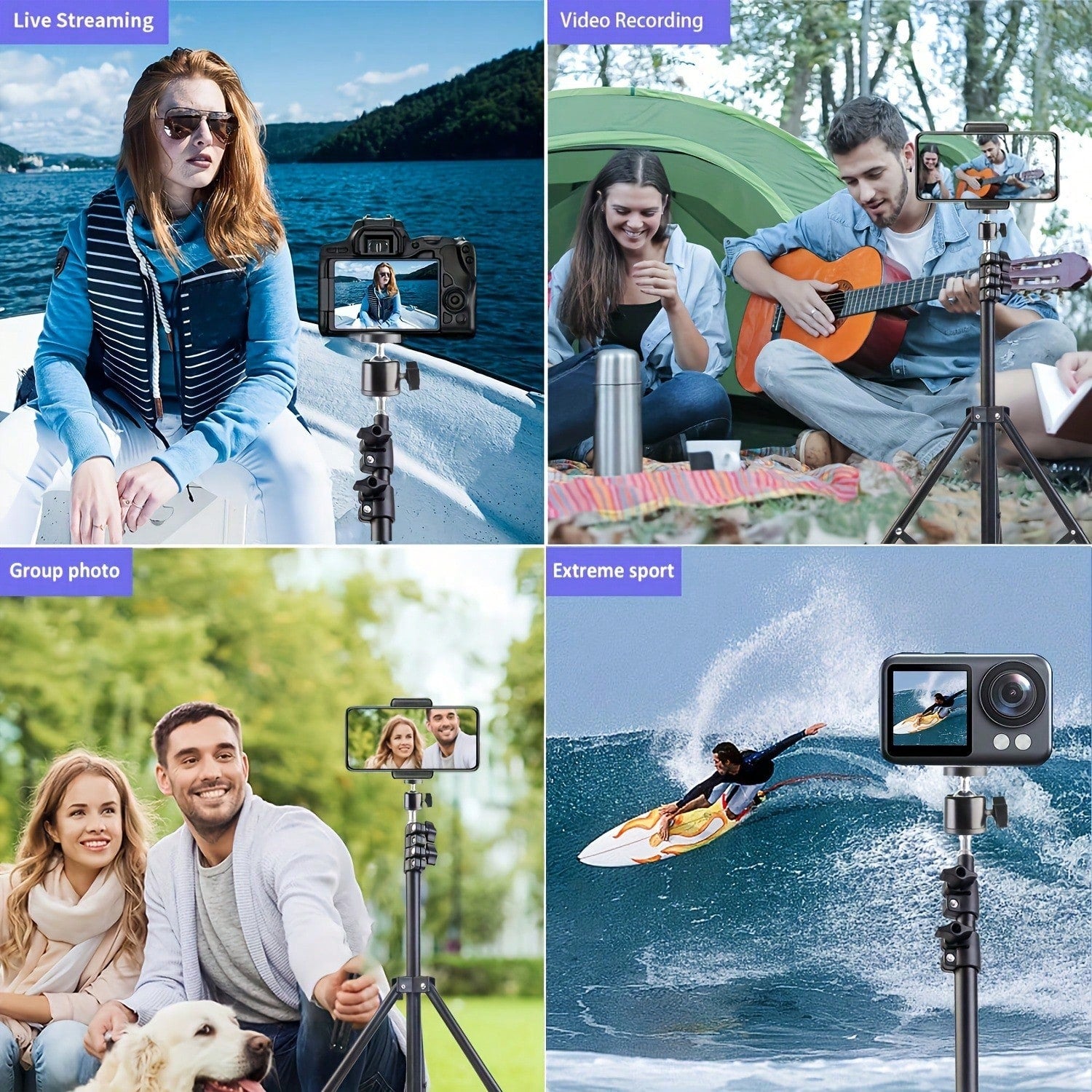A Multi-Functional Adjustable And Extendable Tripod For Mobile Phone Shooting And Live-Streaming, A Folding Multi-Functional Camera Tripod, 43 Inches, With Clip Fixation, Triangular Stand, Suitable Fo