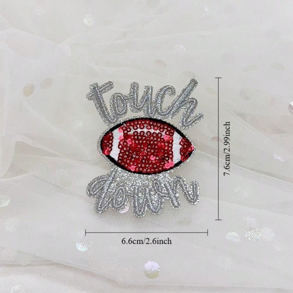 A Set Of Three Ironing Patches, Specially Designed For Truck Driver Hats, Printed With The Phrase "Touch Down." These Embroidered Patches Can Be Attached To Hats, Jeans, Jackets, And Backpacks, Making
