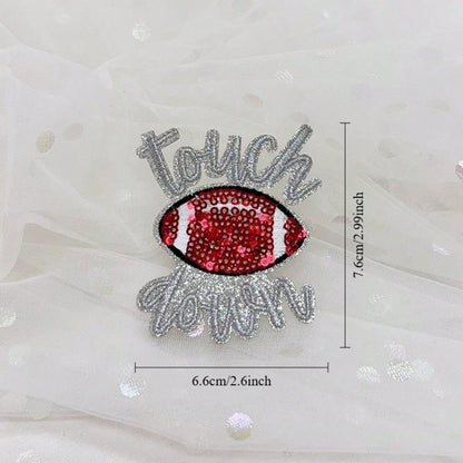 A Set Of Three Ironing Patches, Specially Designed For Truck Driver Hats, Printed With The Phrase "Touch Down." These Embroidered Patches Can Be Attached To Hats, Jeans, Jackets, And Backpacks, Making
