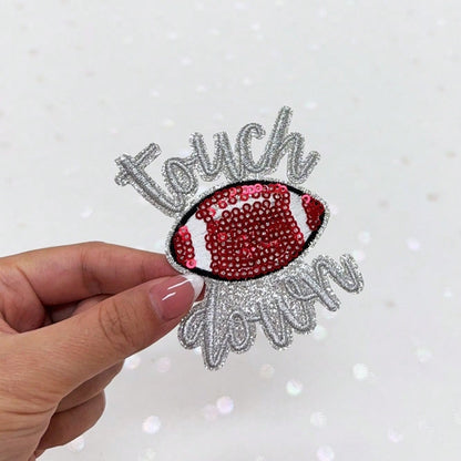 A Set Of Three Ironing Patches, Specially Designed For Truck Driver Hats, Printed With The Phrase "Touch Down." These Embroidered Patches Can Be Attached To Hats, Jeans, Jackets, And Backpacks, Making