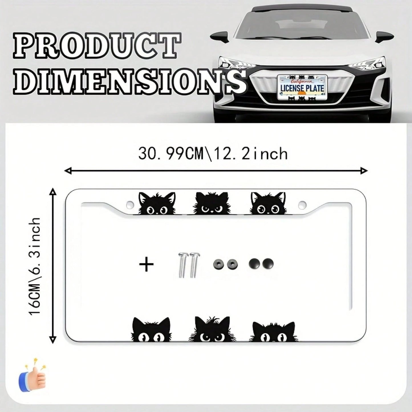 A Unique Car License Plate Frame, Exquisite And Sturdy, Designed Specifically For The United States, Canada, And Other Countries. It Is A Cute Vehicle Exterior Decoration, Suitable For Most Cars
