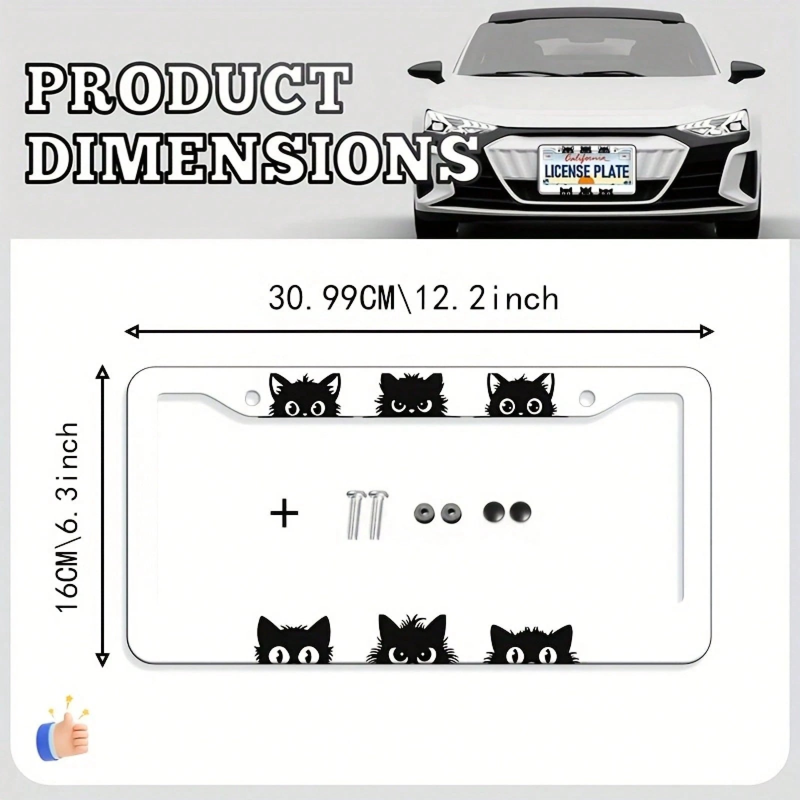 A Unique Car License Plate Frame, Exquisite And Sturdy, Designed Specifically For The United States, Canada, And Other Countries. It Is A Cute Vehicle Exterior Decoration, Suitable For Most Cars