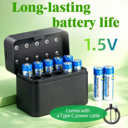 AA 4/8/10-Cell Battery Pack With Charger, Rechargeable Batteries, 1.5-Hour Fast Charge, Thousands Of Cycles, With Type-C Port Cable, Constant Output, Includes One Charging Cable. Suitable For Keyboar