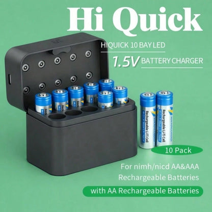 AA 4/8/10-Cell Battery Pack With Charger, Rechargeable Batteries, 1.5-Hour Fast Charge, Thousands Of Cycles, With Type-C Port Cable, Constant Output, Includes One Charging Cable. Suitable For Keyboar