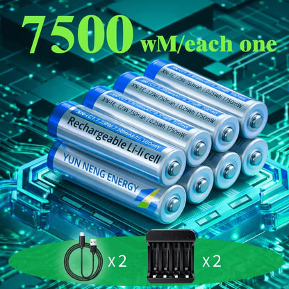 AA 4/8/10-Cell Battery Pack With Charger, Rechargeable Batteries, 1.5-Hour Fast Charge, Thousands Of Cycles, With Type-C Port Cable, Constant Output, Includes One Charging Cable. Suitable For Keyboar