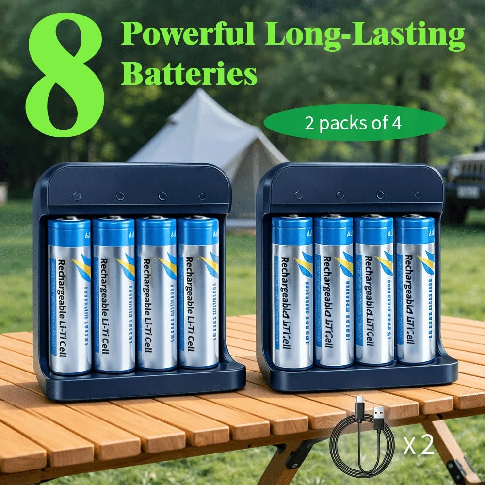 AA 4/8/10-Cell Battery Pack With Charger, Rechargeable Batteries, 1.5-Hour Fast Charge, Thousands Of Cycles, With Type-C Port Cable, Constant Output, Includes One Charging Cable. Suitable For Keyboar