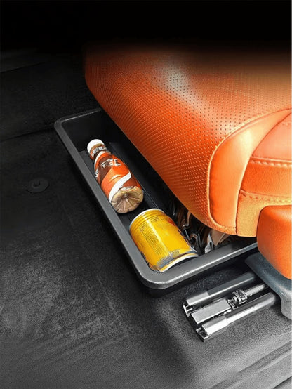ABS Material Car Seat Under Storage Box, Suitable For Most Car Models, Organizes Front And Rear Seat Space, With Hidden Tray, Efficiently Stores Car Supplies, Can Be Used As Car Storage Rack