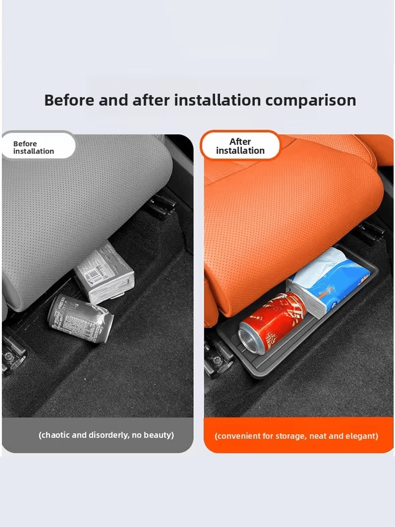 ABS Material Car Seat Under Storage Box, Suitable For Most Car Models, Organizes Front And Rear Seat Space, With Hidden Tray, Efficiently Stores Car Supplies, Can Be Used As Car Storage Rack