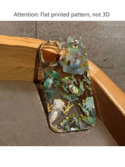 Abstract Green Frog Phone Case, Comfortable Grip, Effectively Protects Your Phone From Collisions And Drops.Suitable For Various Models Including 16/15/14/13/12 Cases/11 Pro Max/Plus, A Popular Birth