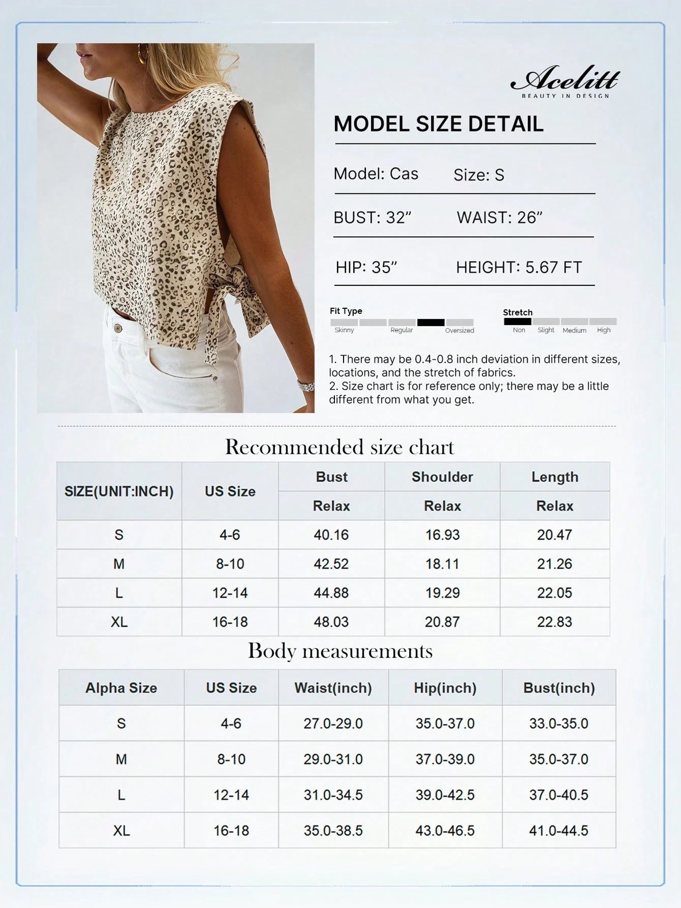 Acelitt Summer Fashion Apricot Leopard Print Tie-Up Design Sleeveless Round Neck Tank Top Vacation Casual
