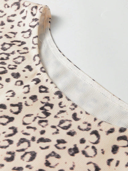 Acelitt Summer Fashion Apricot Leopard Print Tie-Up Design Sleeveless Round Neck Tank Top Vacation Casual