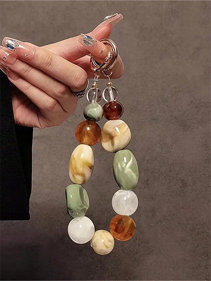 Acrylic Beaded Phone Charm Lanyard, Oval Alien Design Phone Strap, Retro Korean Fashion Phone Pendant, Key Chain, Bag Charm, Earphone Decor, Gift For Mother, Family, Friends, Birthday, Holiday
