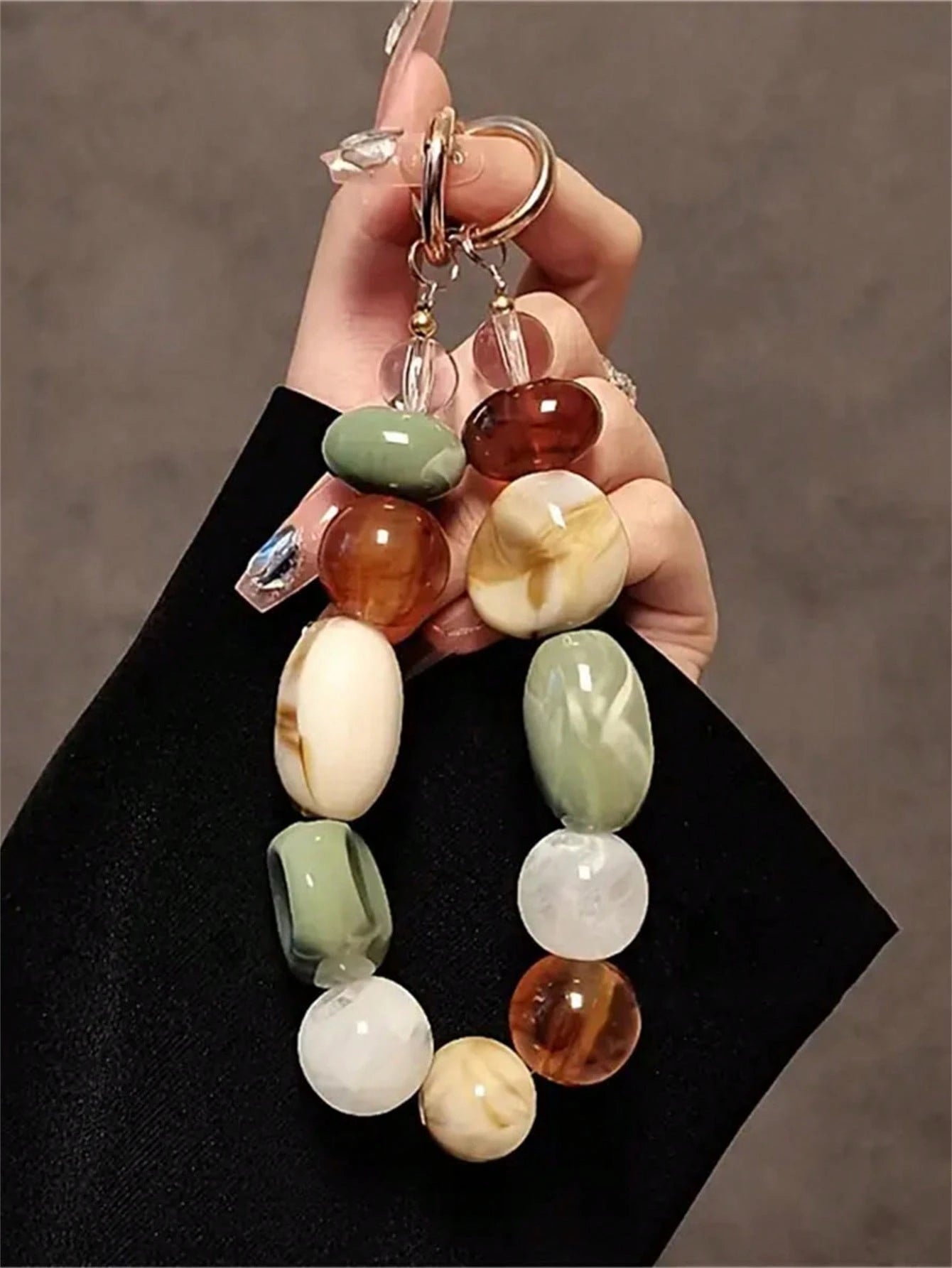 Acrylic Beaded Phone Charm Lanyard, Oval Alien Design Phone Strap, Retro Korean Fashion Phone Pendant, Key Chain, Bag Charm, Earphone Decor, Gift For Mother, Family, Friends, Birthday, Holiday