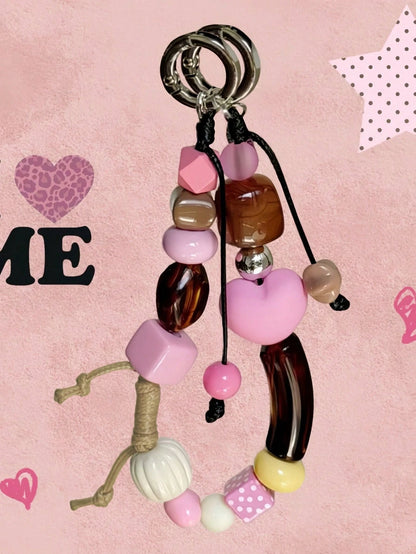 Acrylic Beaded Phone Charm Lanyard, Oval Alien Design Phone Strap, Retro Korean Fashion Phone Pendant, Key Chain, Bag Charm, Earphone Decor, Gift For Mother, Family, Friends, Birthday, Holiday