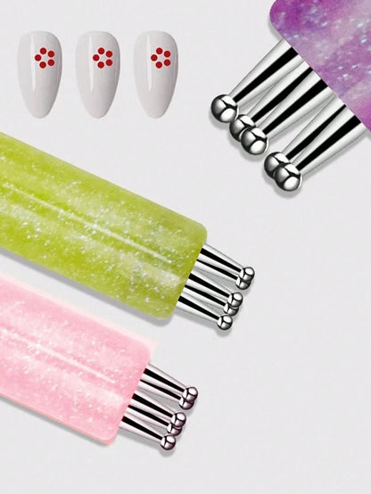 Acrylic Dotting Pen 3D Builder Nail Gel Brush Glitter Powder One-Stroke Shaping Petal And Flower Patterns DIY Nail Art Tool