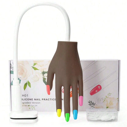 Acrylic Nail Practice Hand, Realistic Silicone Nail Practice Hand, Flexible Artificial Nail Model Training Hand, Nail Practice Tool, Silicone Simulation Soft Touch, Model Hand With Flexible Fingers
