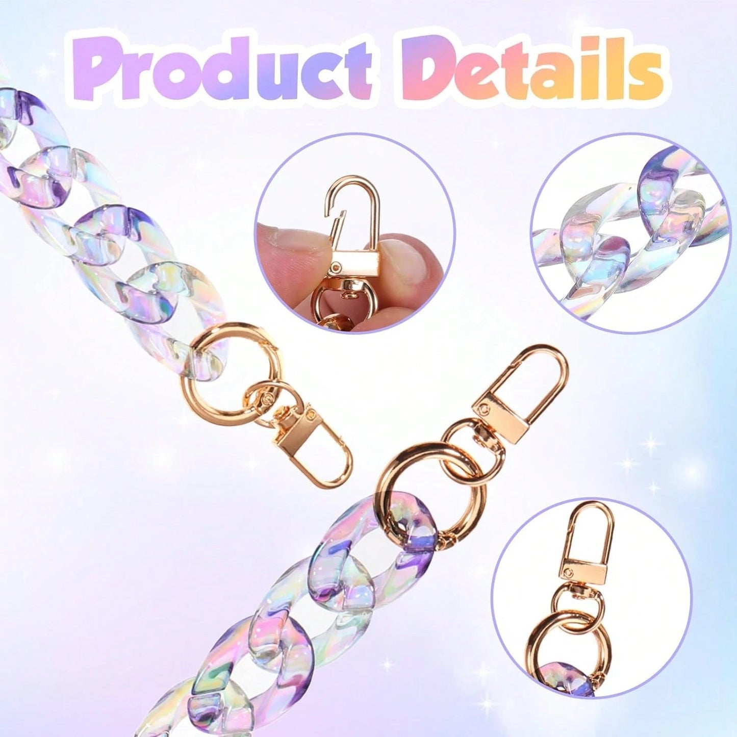 Acrylic Purse Chain Bag Chain Strap Detachable Purse Extender Chains For Handbags Shoulder Bag Crossbody
