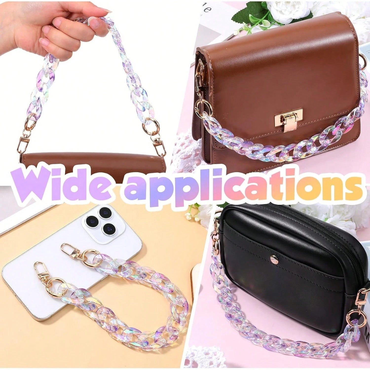 Acrylic Purse Chain Bag Chain Strap Detachable Purse Extender Chains For Handbags Shoulder Bag Crossbody