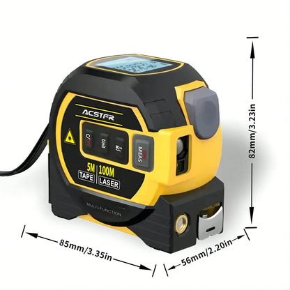 ACSTFR Laser Tape Measure- 3in1 Digital High Precision Laser Rangefinder, Steel Tape, 1pc, Equipped With 2AAA Batteries
