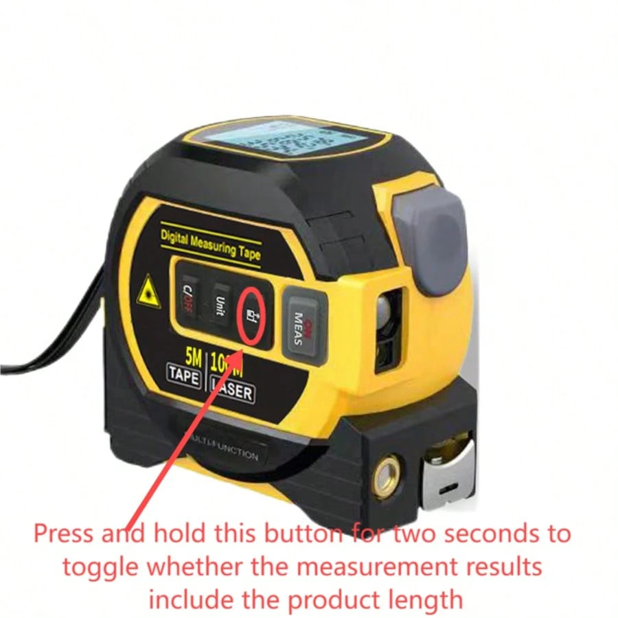 ACSTFR Laser Tape Measure- 3in1 Digital High Precision Laser Rangefinder, Steel Tape, 1pc, Equipped With 2AAA Batteries