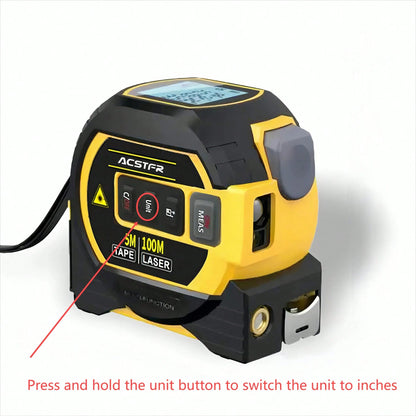ACSTFR Laser Tape Measure- 3in1 Digital High Precision Laser Rangefinder, Steel Tape, 1pc, Equipped With 2AAA Batteries