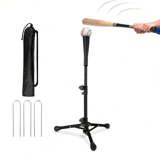 Adjustable Baseball Batting Tee 20 87 To 31 29 Inches Portable Tripod Stand With Carry Bag For Hitting Practice Training Equipment Sports Field Outdoor Use