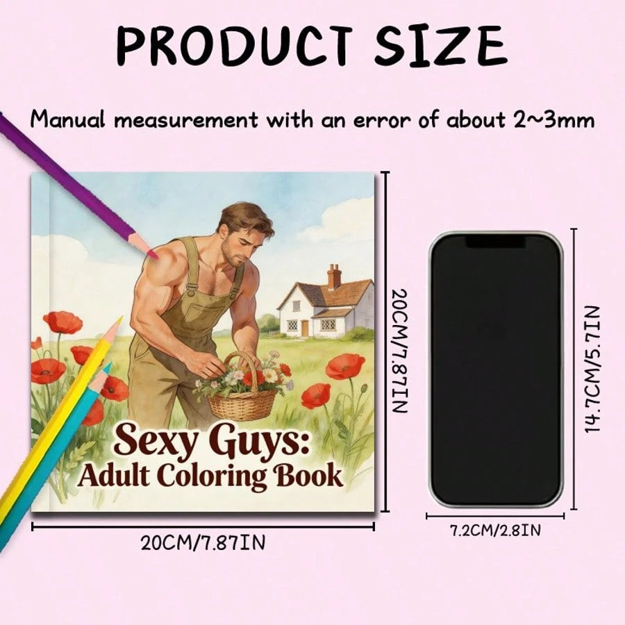 Adult Coloring Book: Sexy Men Coloring Book (24 Pages)- Relieve Stress And Relax, Gift For Friends, Couples, With Sexy Muscular Men Illustrations With Gardening Theme, Perfect Stress Relief Gift, Per