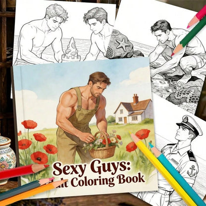 Adult Coloring Book: Sexy Men Coloring Book (24 Pages)- Relieve Stress And Relax, Gift For Friends, Couples, With Sexy Muscular Men Illustrations With Gardening Theme, Perfect Stress Relief Gift, Per