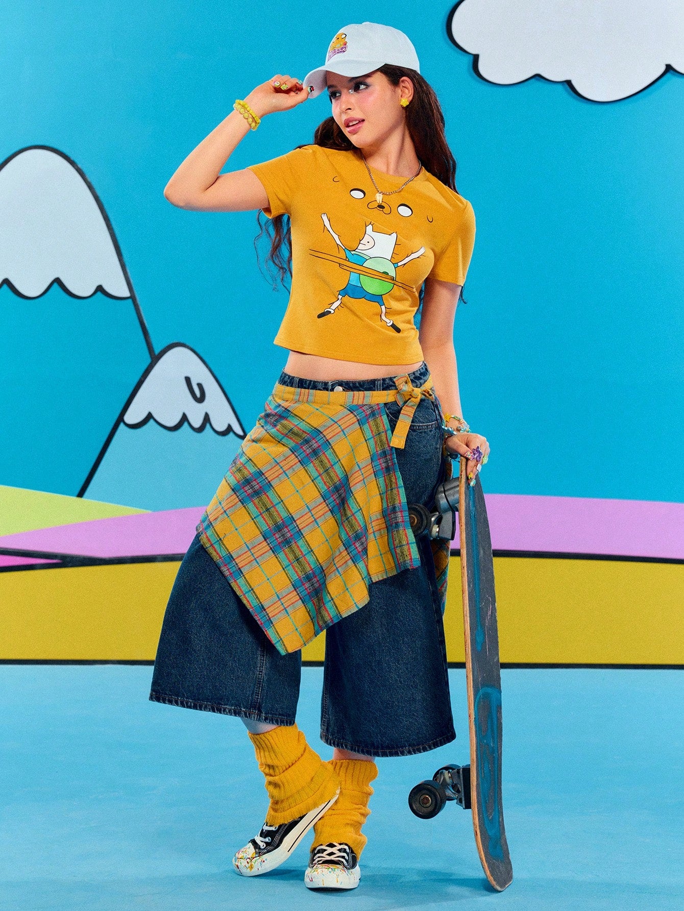Adventure Time X ROMWE Spring/Summer Casual Graphic Women Y2K Cute Funny Novelty Cartoon Graphic T-Shirt