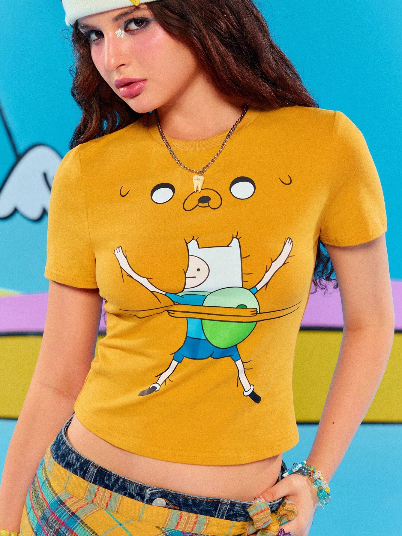 Adventure Time X ROMWE Spring/Summer Casual Graphic Women Y2K Cute Funny Novelty Cartoon Graphic T-Shirt
