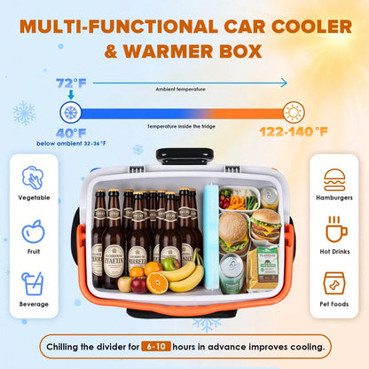 ADVWIN 32 Qt (30L) Electric Car Cooler & Warmer With Pockets, Ice Pack Divider, Removable Lid, Locking Handle, Wheels, Thermoelectric Fridge For Travel Camping Vehicles Truck Home, 12V DC & 120V AC
