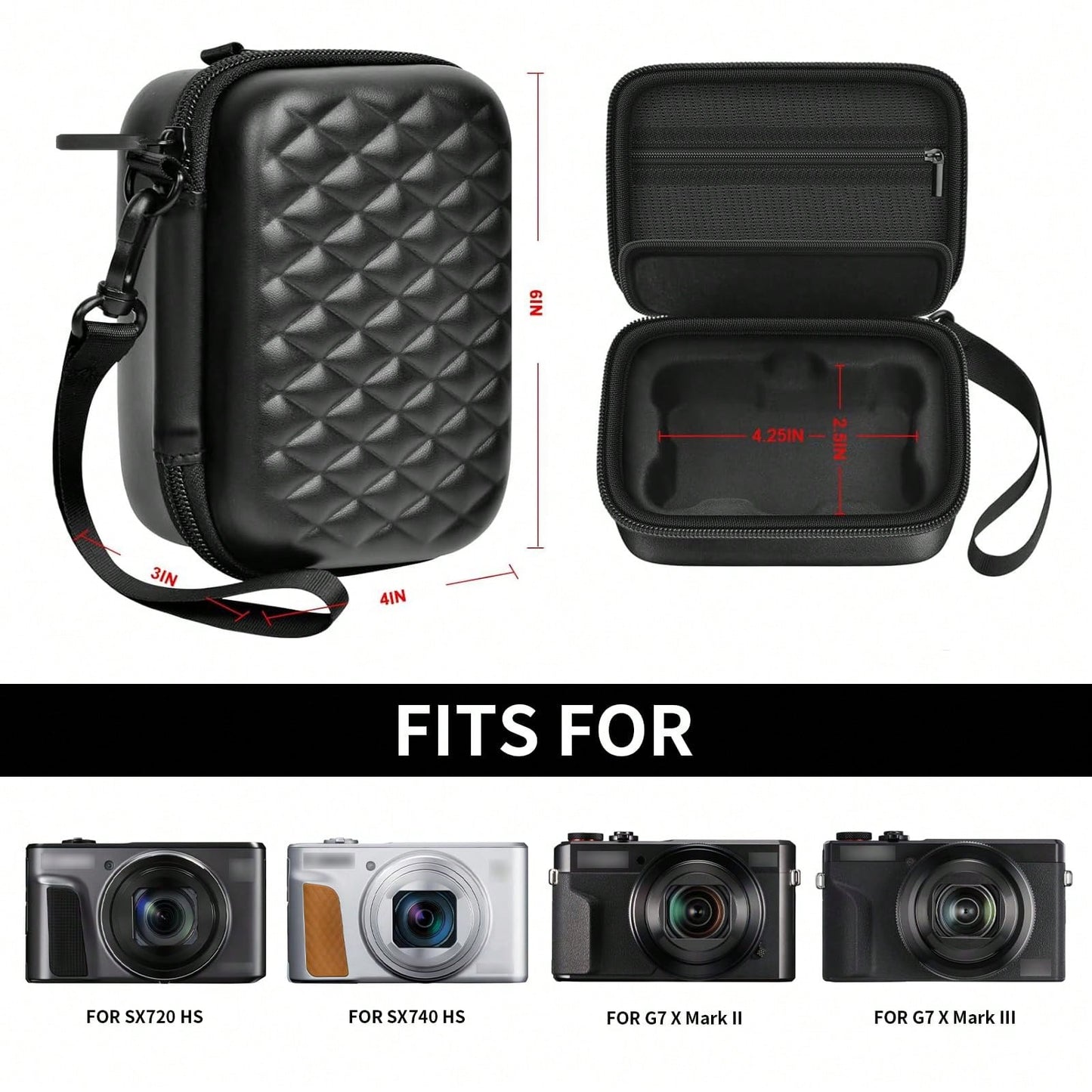 ALKOO Camera Bag Compatible With PowerShot SX740 SX720 G7X Mark II G7X Mark III Digital Cameras, Padded Travel Storage Bag With Memory Card Pocket, Bag Only