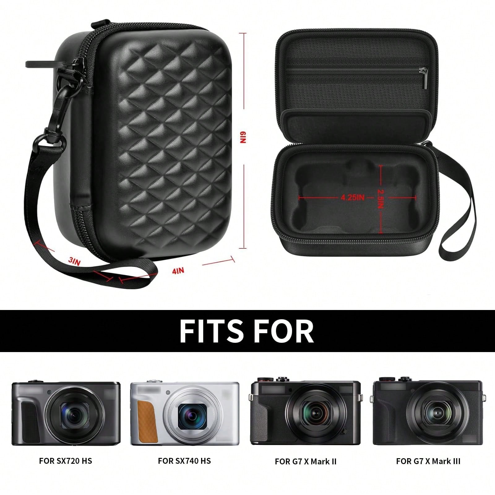ALKOO Camera Bag Compatible With PowerShot SX740 SX720 G7X Mark II G7X Mark III Digital Cameras, Padded Travel Storage Bag With Memory Card Pocket, Bag Only