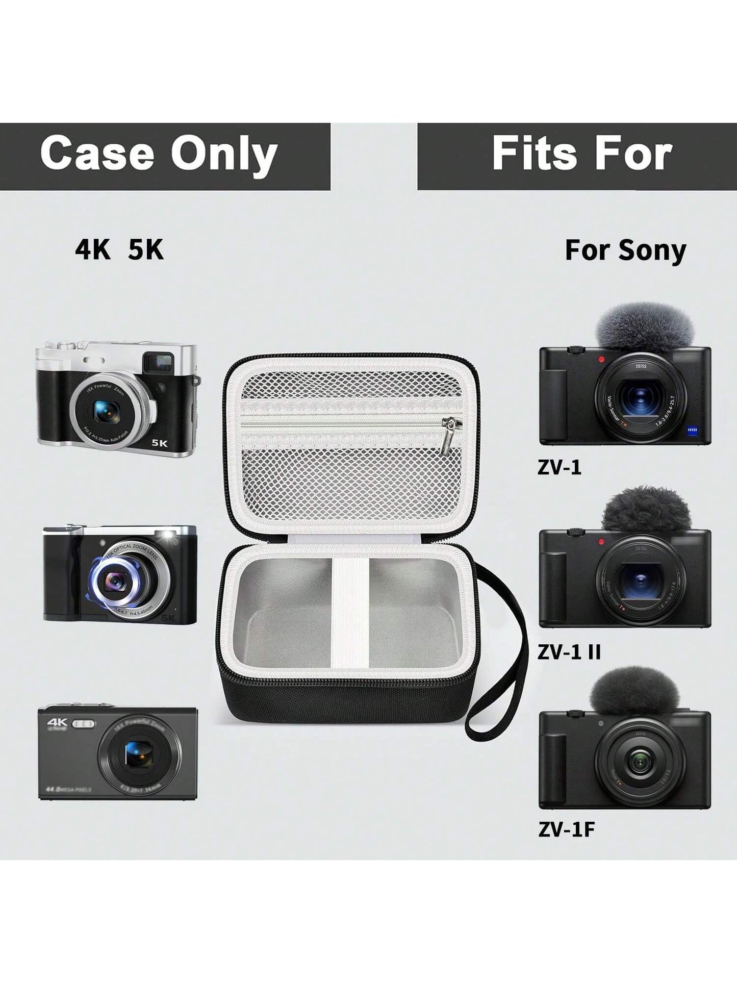ALKOO Hard Camera Case Compatible With Sony ZV1 ZV1F ZV1 II ToAuite Lecnippy Bifevsr Lecran 4K 5K Digital Camera Travel Storage Bag Hard EVA Black Case Only