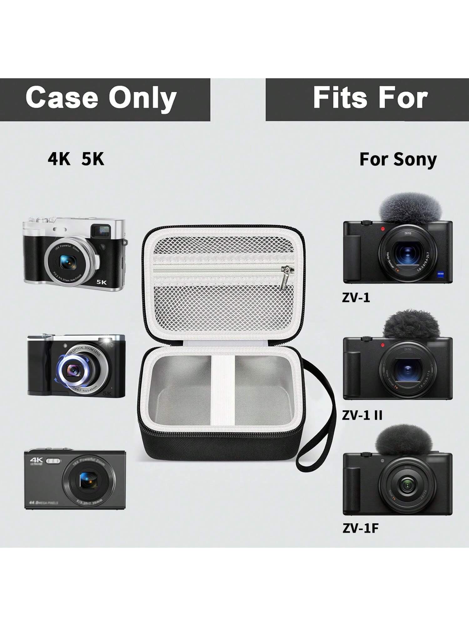 ALKOO Hard Camera Case Compatible With Sony ZV1 ZV1F ZV1 II ToAuite Lecnippy Bifevsr Lecran 4K 5K Digital Camera Travel Storage Bag Hard EVA Black Case Only
